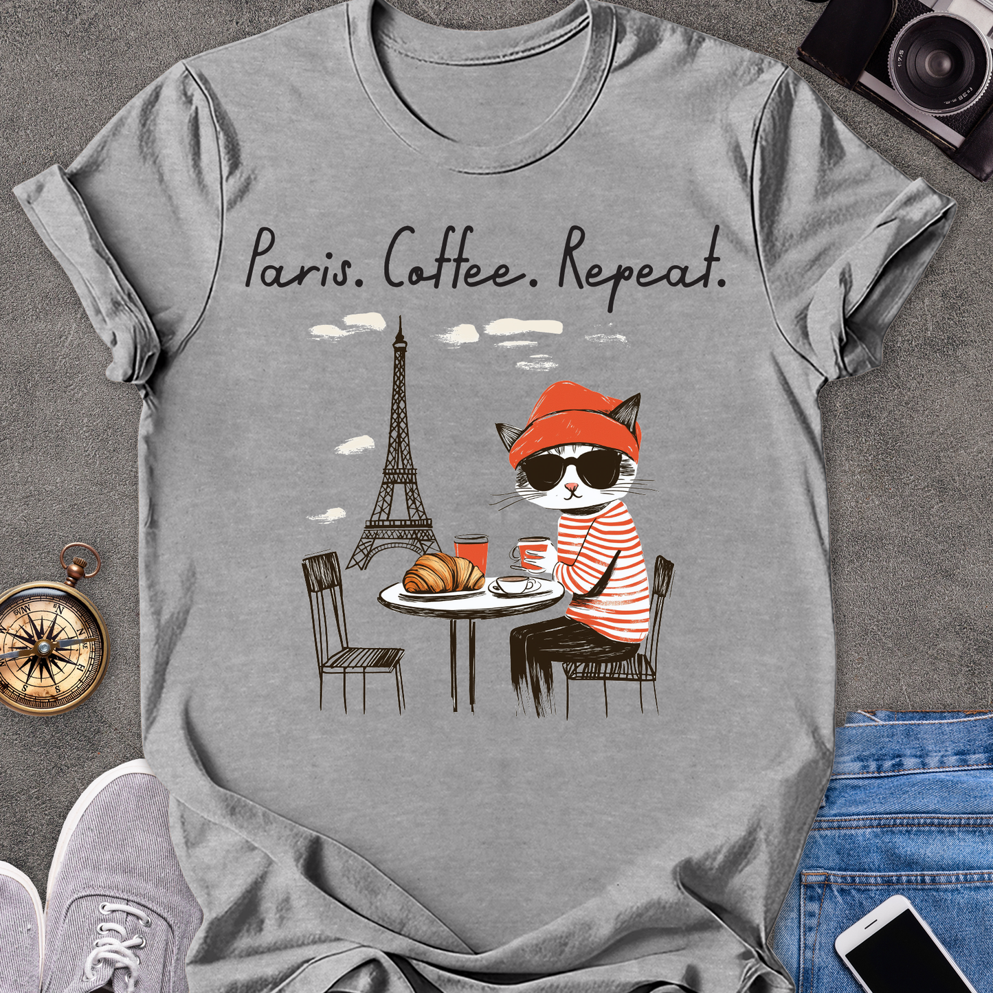 Paris. Coffee. Repeat. | Unisex Softstyle T-Shirt | France Travel Tee