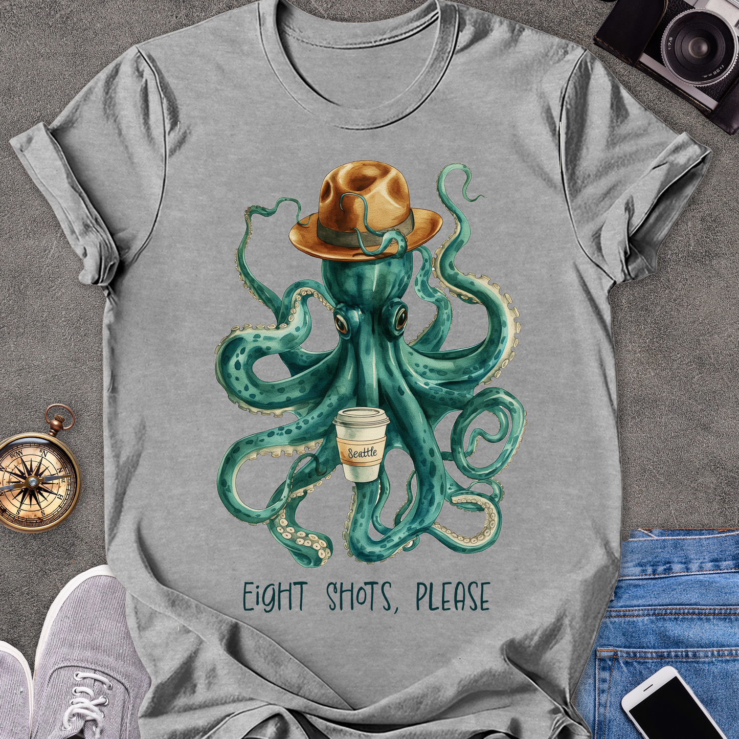 Eight Shots Please-Seattle| Unisex Softstyle T-Shirt | Seattle Travel Tee