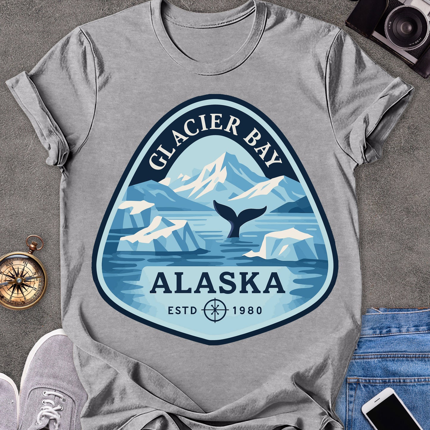 Glacier Bay Alaska, ESTD 1980 | Softstyle T-Shirt | Alaska Travel Tee