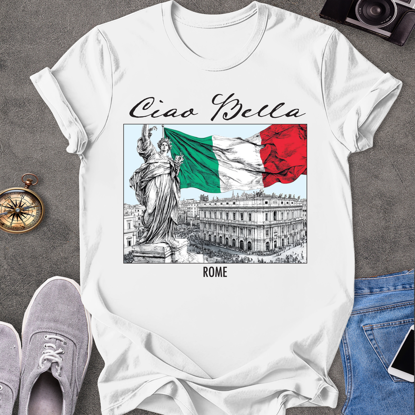 Ciao Bella - Rome Italian Flag T-Shirt