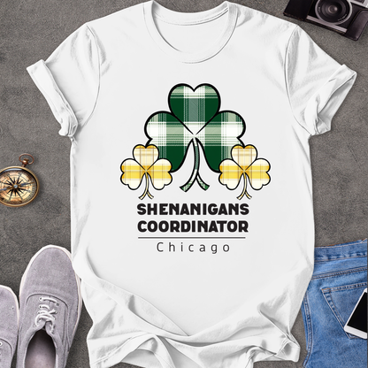 Chicago Shenanigans Coordinator T-Shirt - with yellow and green shamrocks