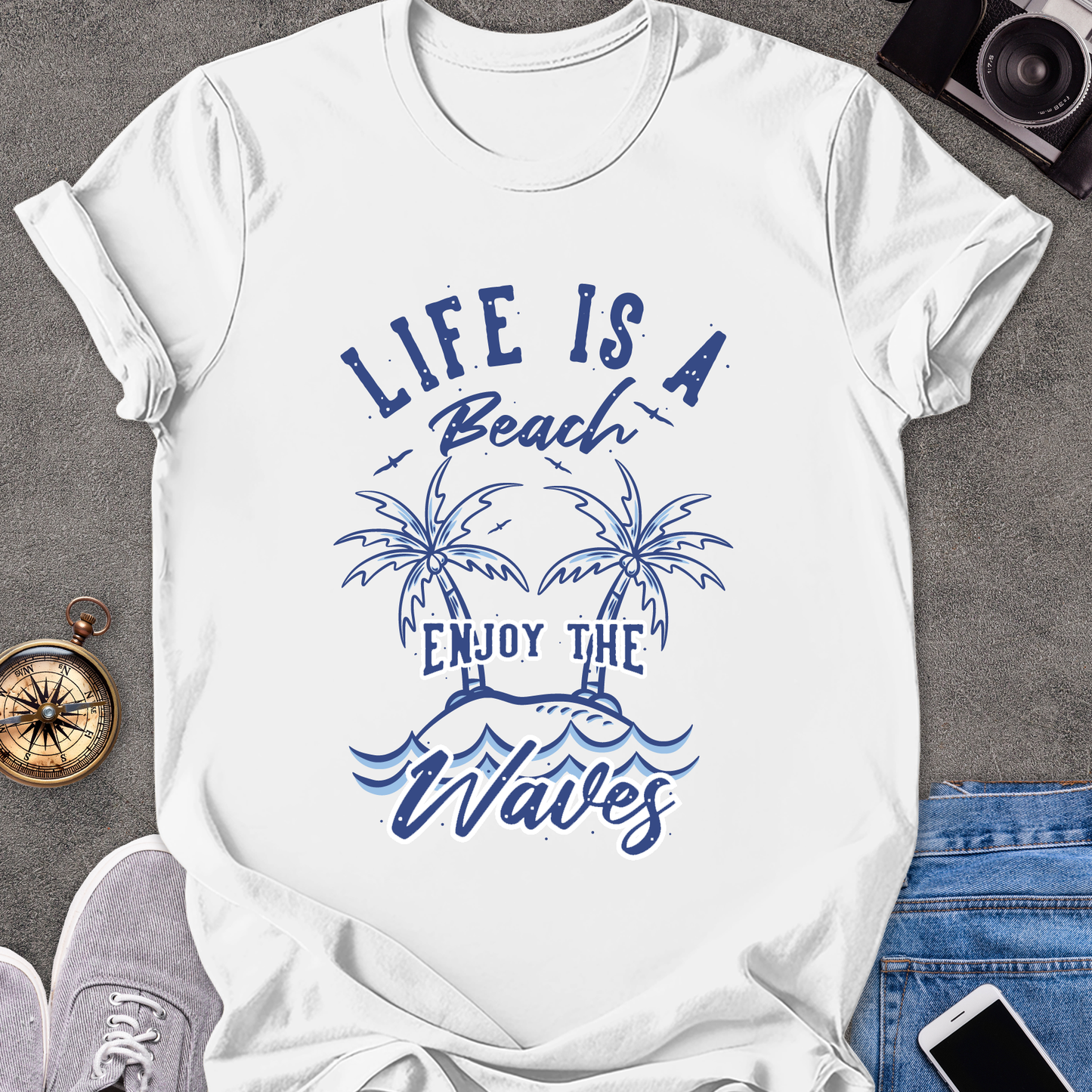 Life Is a Beach, Enjoy the Waves | Unisex Softstyle T-Shirt | Fun and Casual Beach Lover Tee