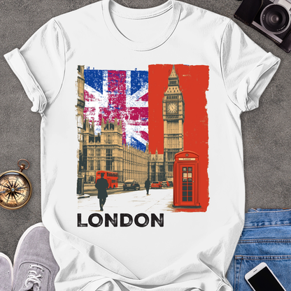 London | Unisex Softstyle T-Shirt | Retro Style Travel Tee