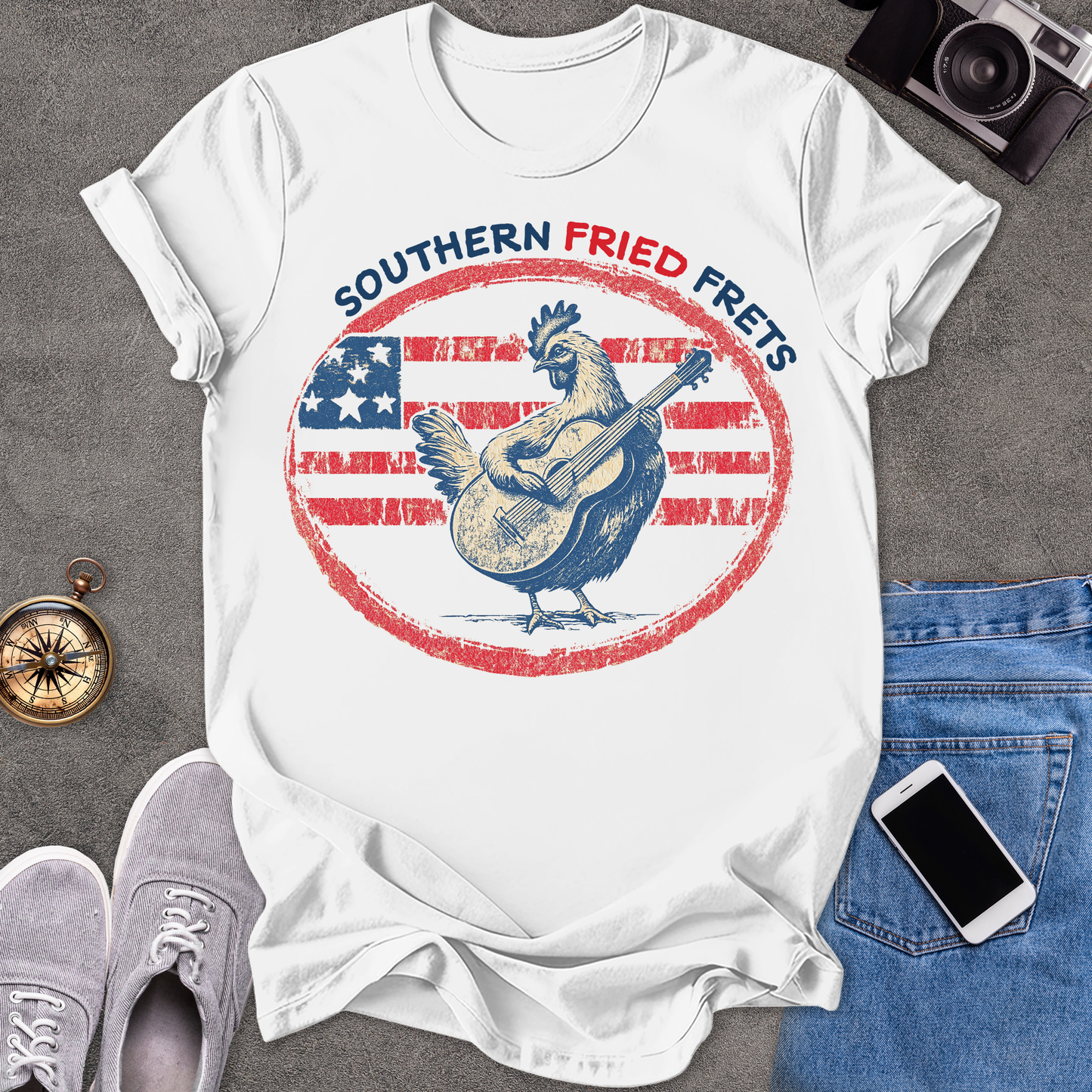Southern Fried Frets | Unisex Softstyle T-Shirt | Fun and Casual Music Lover Tee