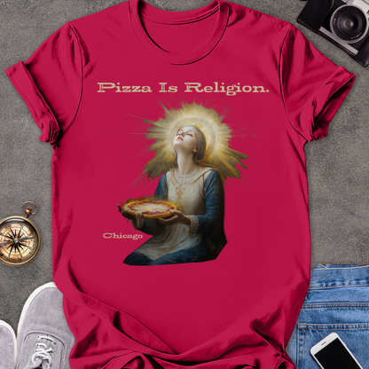 Pizza Is Religion. Chicago| Unisex Softstyle T-Shirt | Chicago Travel Tee