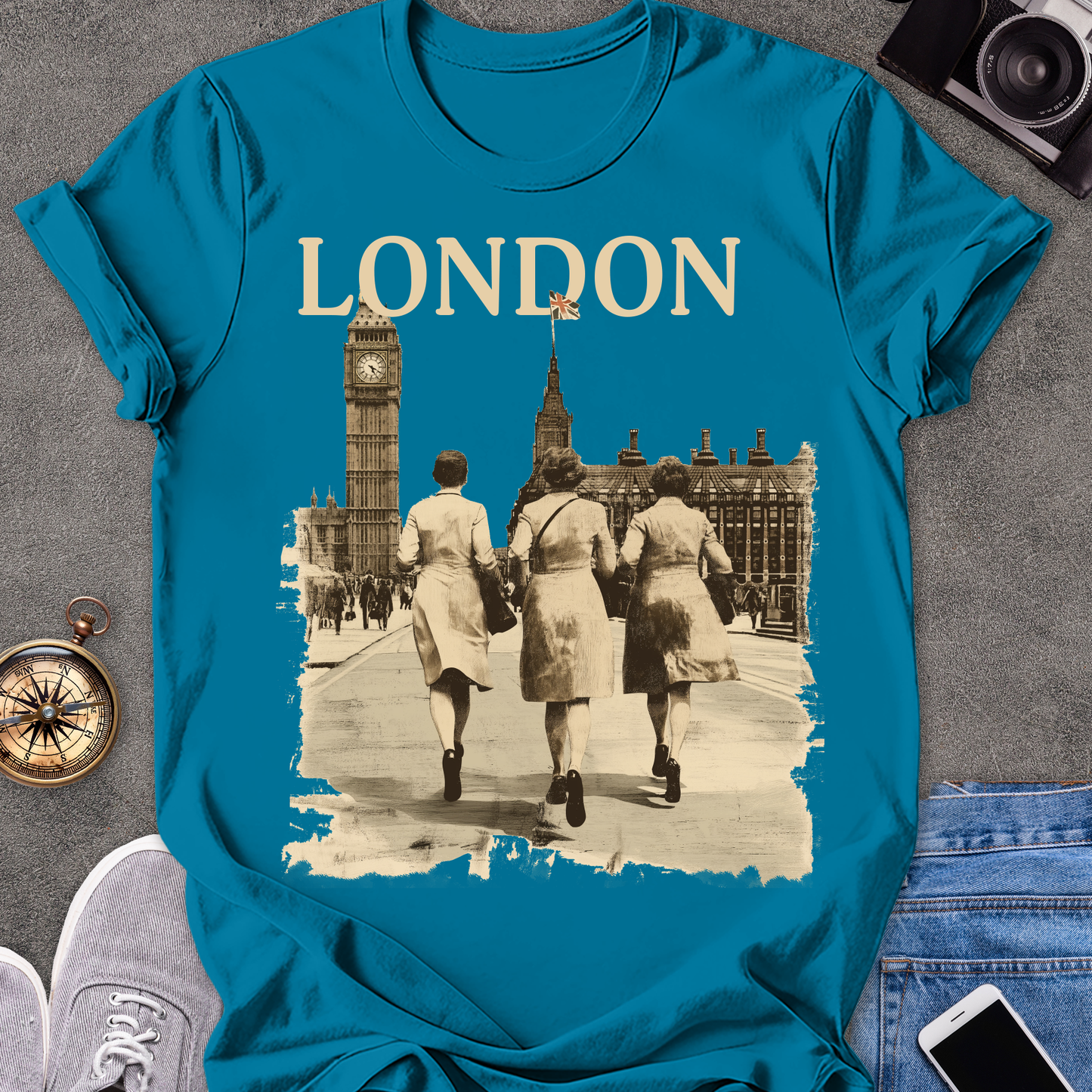 London | Unisex Softstyle T-Shirt | Retro Style London Travel Tee