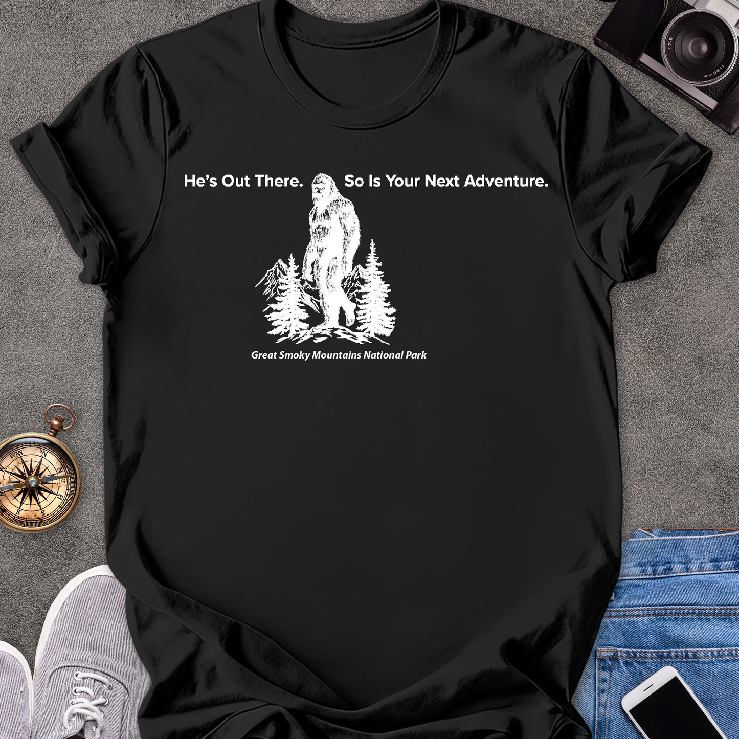 He's Out There. So Is Your Next Adventure-Great Smoky Mountains National Park| Unisex Softstyle T-Shirt | Great Smoky Mountains Travel Tee