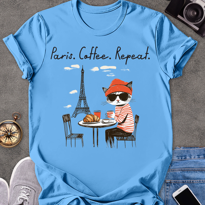Paris. Coffee. Repeat. | Unisex Softstyle T-Shirt | France Travel Tee
