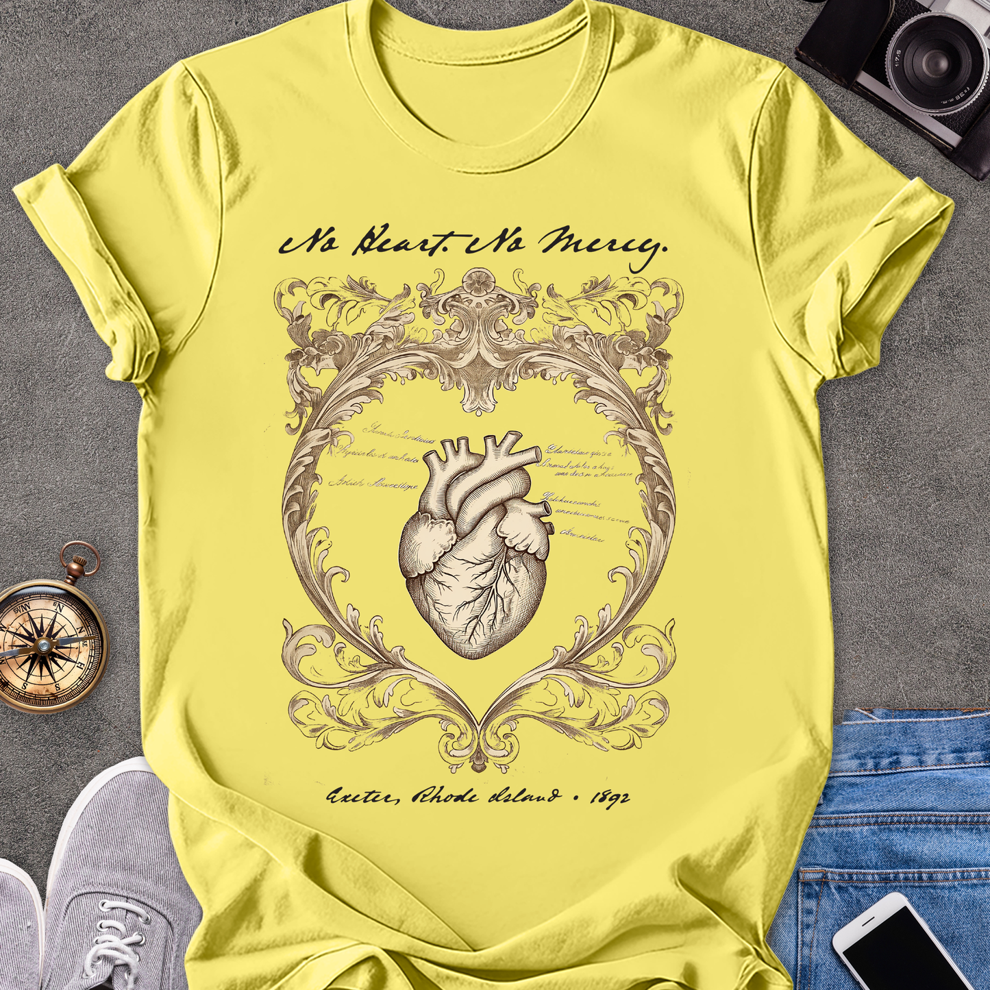 No Heart. No Mercy. Exeter, Rhode Island| Unisex Softstyle T-Shirt | Vampire Travel Tee