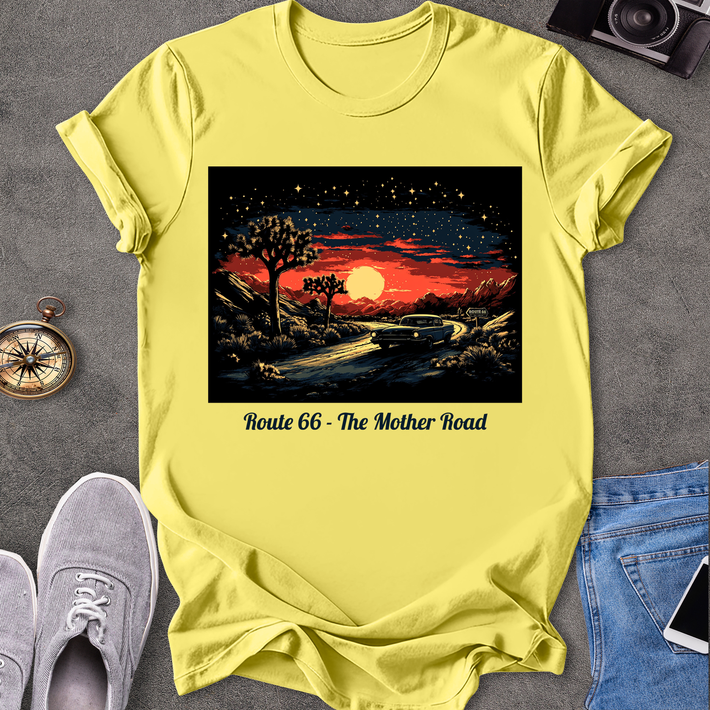 Route 66 - The Mother Road - Dessert Under Starry Skies T-Shirt