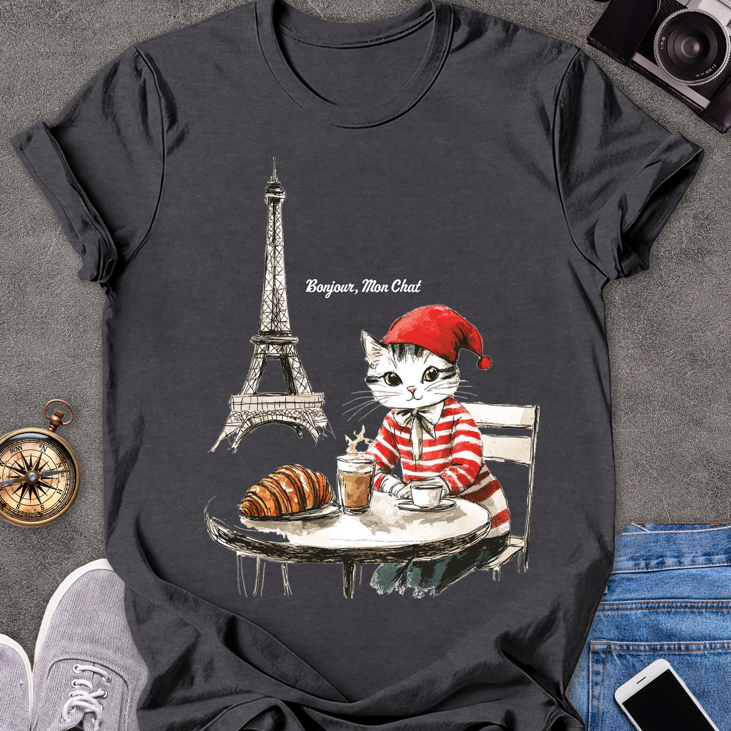 Bonjour, Mon Chat| Unisex Softstyle T-Shirt | France Travel Tee