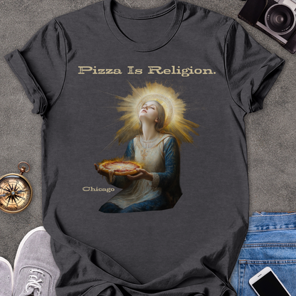 Pizza Is Religion. Chicago| Unisex Softstyle T-Shirt | Chicago Travel Tee