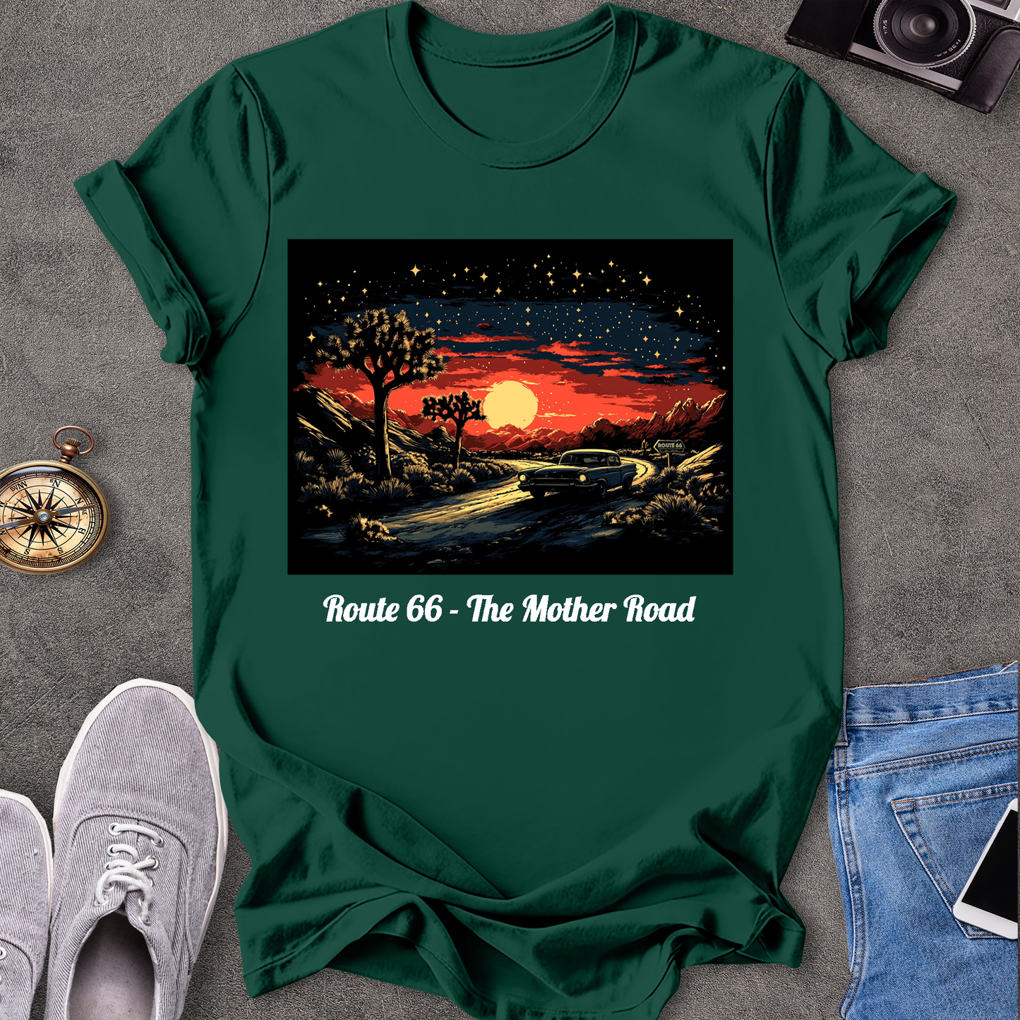 Route 66 - The Mother Road - Dessert Under Starry Skies T-Shirt