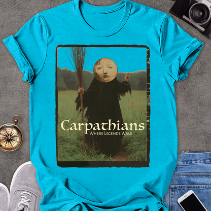 Carpathians, Where Legends Walk | Softstyle T-Shirt | Vintage Romanian Pagan Travel Tee