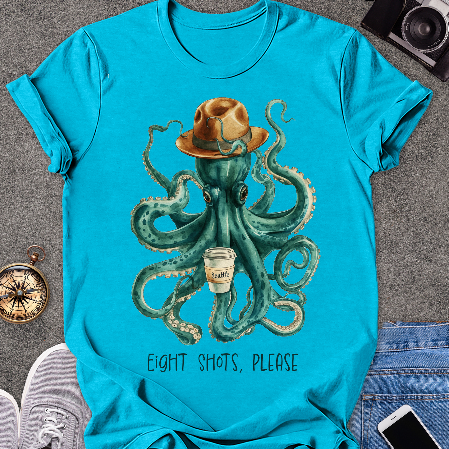 Eight Shots Please-Seattle| Unisex Softstyle T-Shirt | Seattle Travel Tee