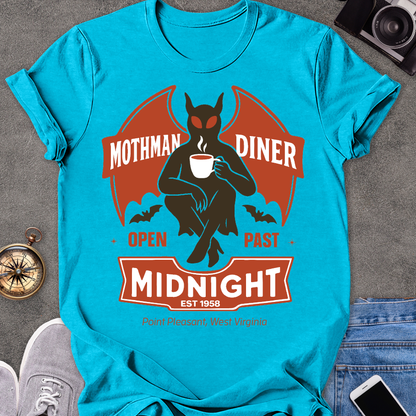 Mothman Diner, Open Past Midnight, Point Pleasant West Virginia | Unisex Softstyle T-Shirt | Mothman Travel Tee