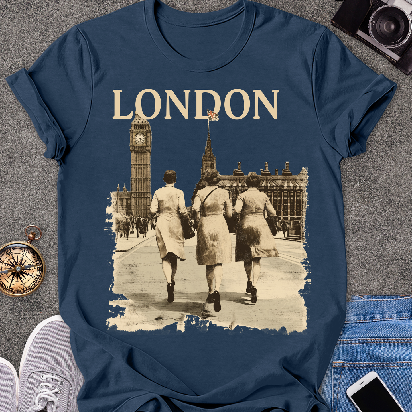 London | Unisex Softstyle T-Shirt | Retro Style London Travel Tee