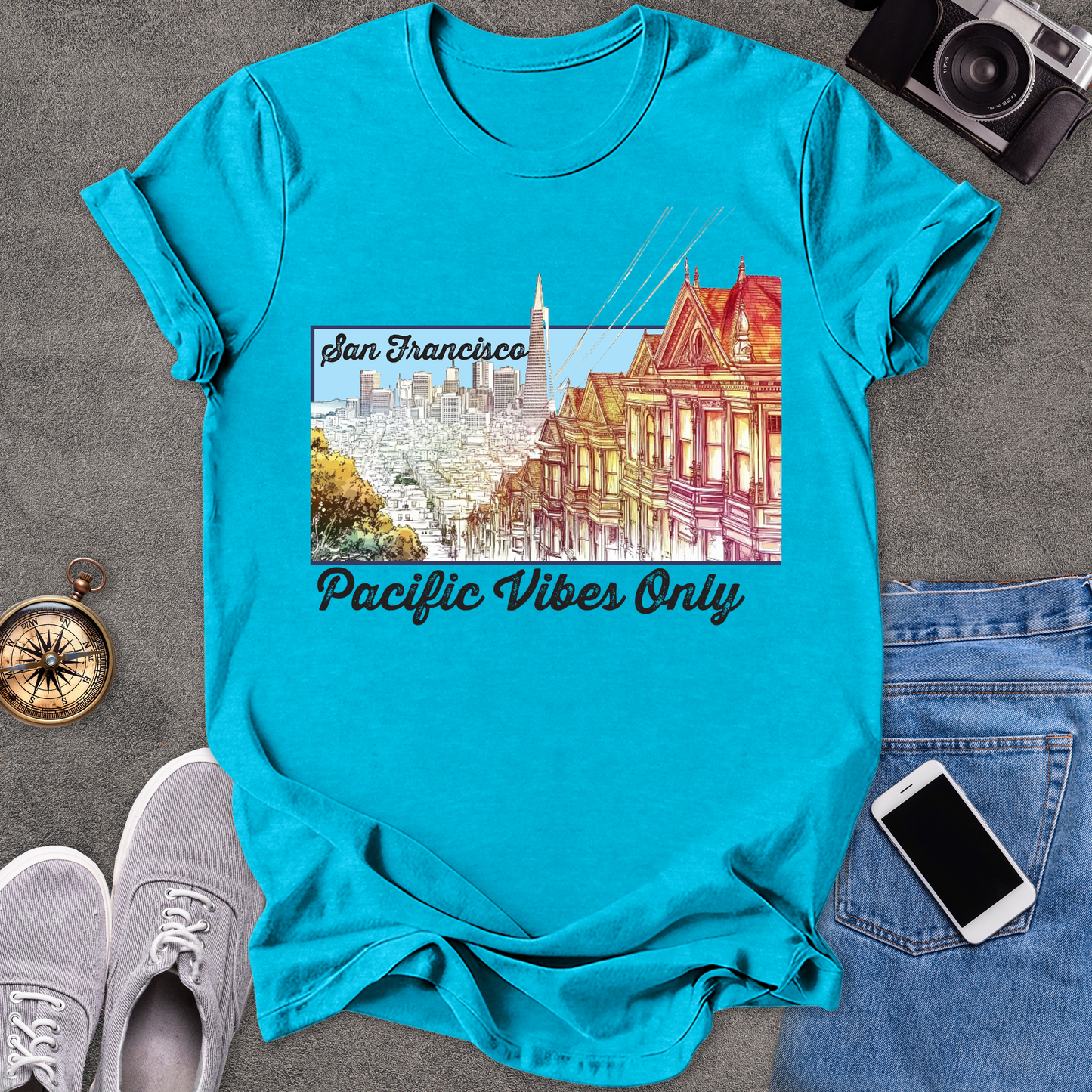 San Francisco - Pacific Vibes Only | Unisex Softstyle T-Shirt | Travel Lover Tee