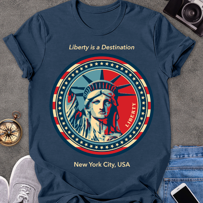 Liberty Is a Destination, New York City, USA | Unisex Softstyle T-Shirt | USA Travel Tee