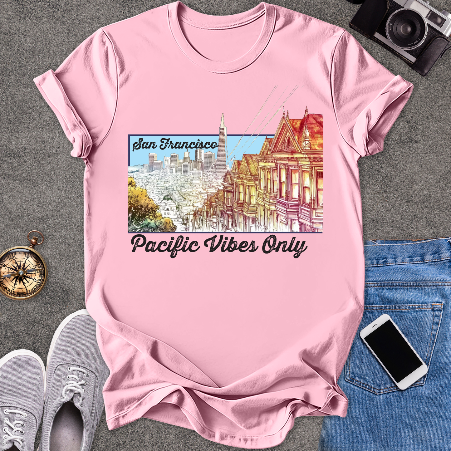 San Francisco - Pacific Vibes Only | Unisex Softstyle T-Shirt | Travel Lover Tee