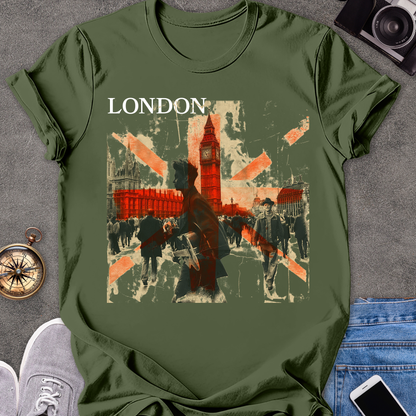 London | Unisex Softstyle T-Shirt | Retro London Travel Tee