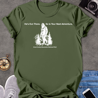 He's Out There. So Is Your Next Adventure-Great Smoky Mountains National Park| Unisex Softstyle T-Shirt | Great Smoky Mountains Travel Tee
