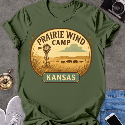 Prairie Wind Camp Kansas | Softstyle T-Shirt | Kansas Travel Tee