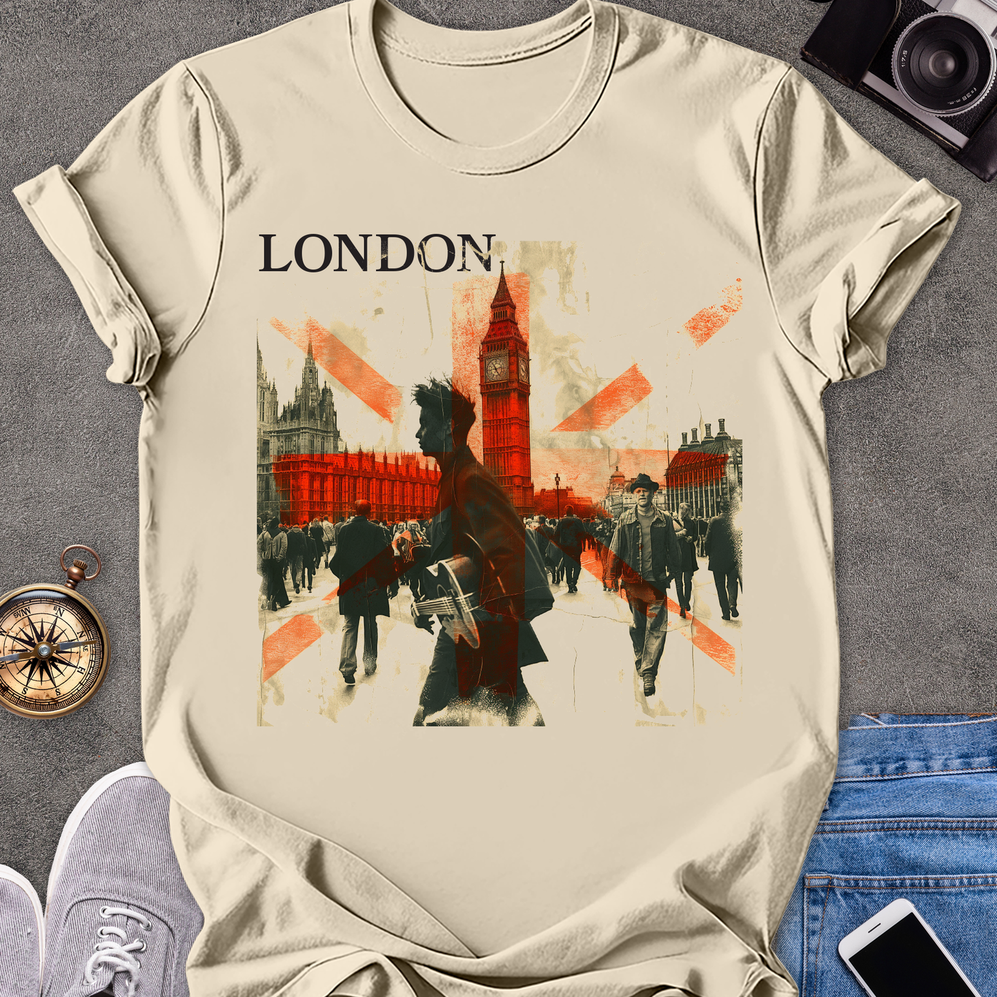 London | Unisex Softstyle T-Shirt | Retro London Travel Tee