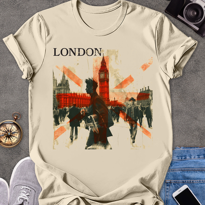 London | Unisex Softstyle T-Shirt | Retro London Travel Tee