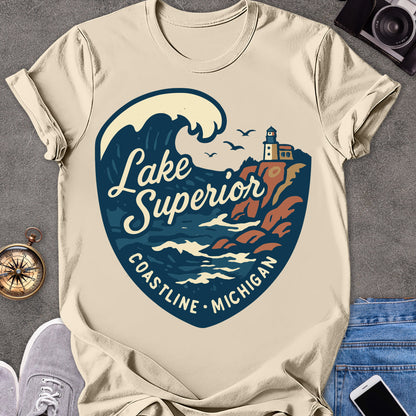Lake Superior, Coastline Michigan | Softstyle T-Shirt | Outdoor Travel Tee