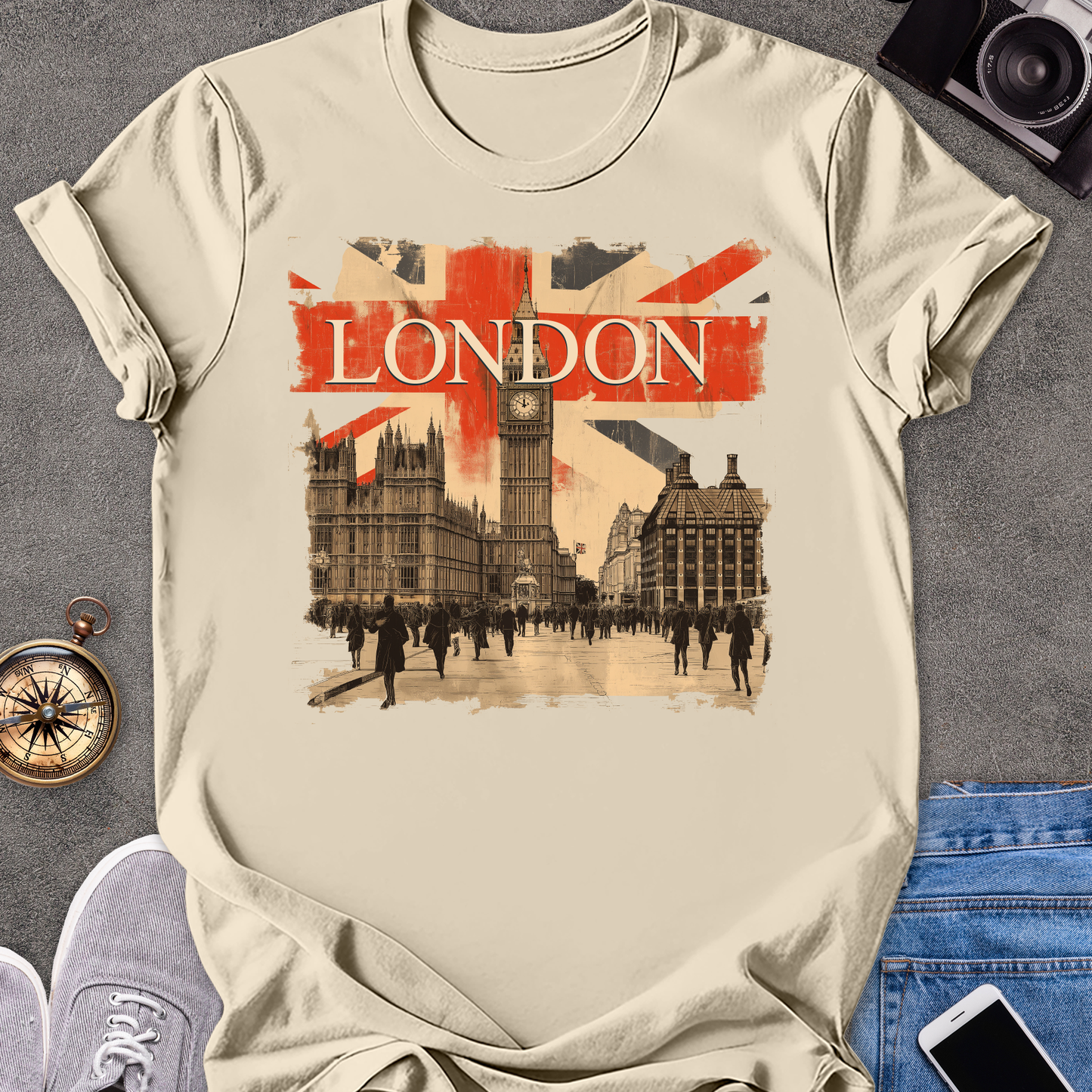 London | Unisex Softstyle T-Shirt | Retro Style Travel Tee