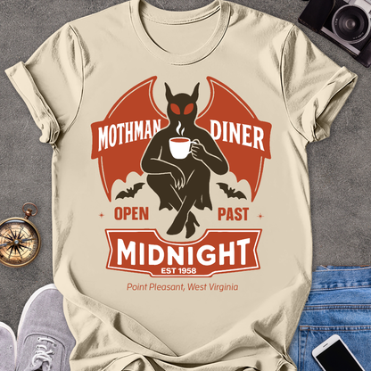 Mothman Diner, Open Past Midnight, Point Pleasant West Virginia | Unisex Softstyle T-Shirt | Mothman Travel Tee