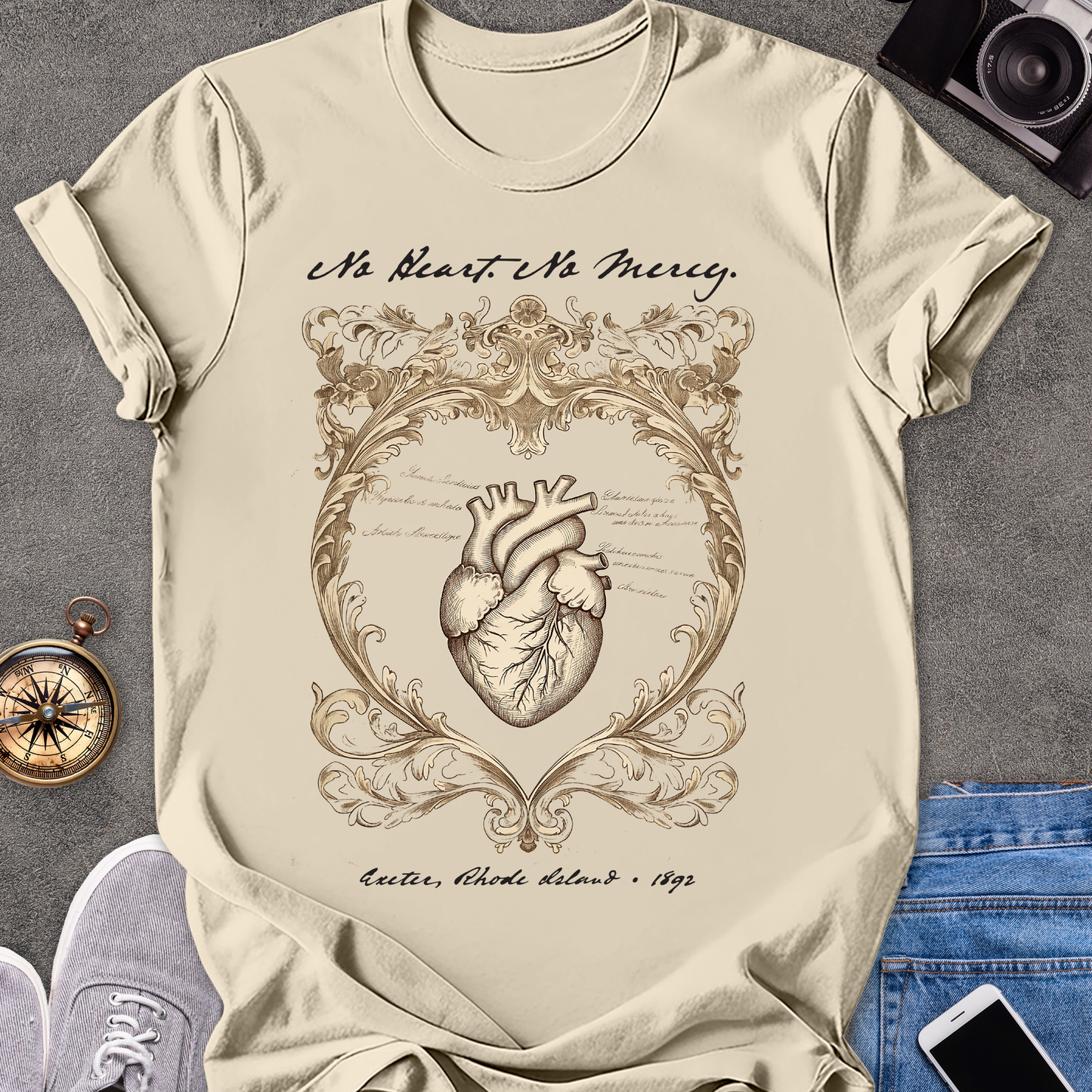 No Heart. No Mercy. Exeter, Rhode Island| Unisex Softstyle T-Shirt | Vampire Travel Tee