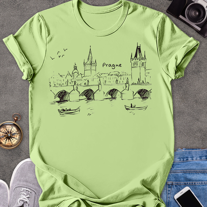 Prague - Charles Bridge Sketch | Unisex Softstyle T-Shirt | Travel Tee