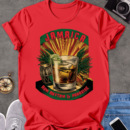 Jamaica, Rum, Rhythm & Paradise | Unisex Softstyle T-Shirt | Caribbean Travel Tee