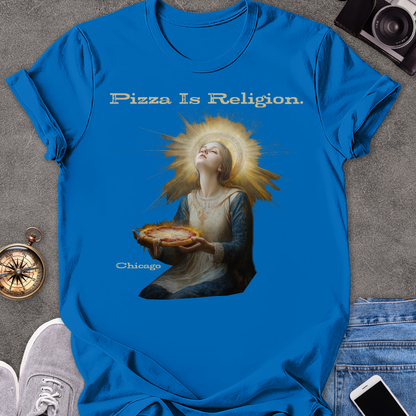 Pizza Is Religion. Chicago| Unisex Softstyle T-Shirt | Chicago Travel Tee