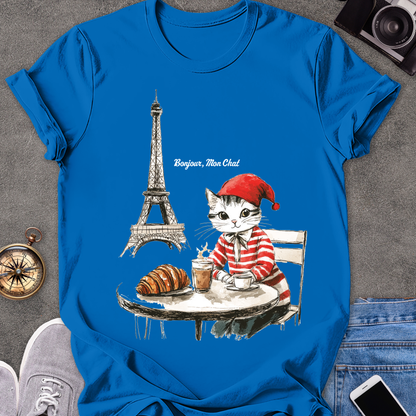 Bonjour, Mon Chat| Unisex Softstyle T-Shirt | France Travel Tee
