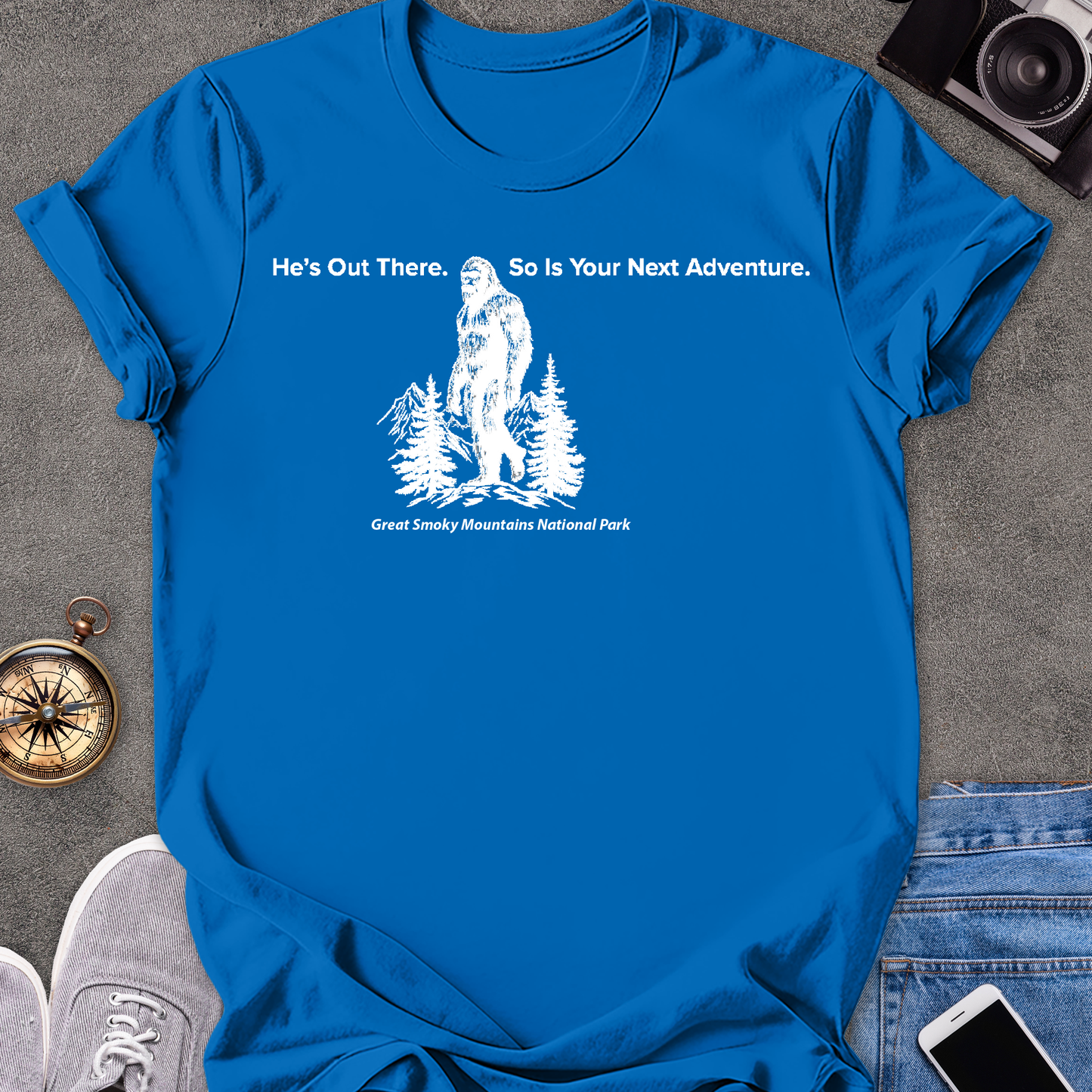 He's Out There. So Is Your Next Adventure-Great Smoky Mountains National Park| Unisex Softstyle T-Shirt | Great Smoky Mountains Travel Tee