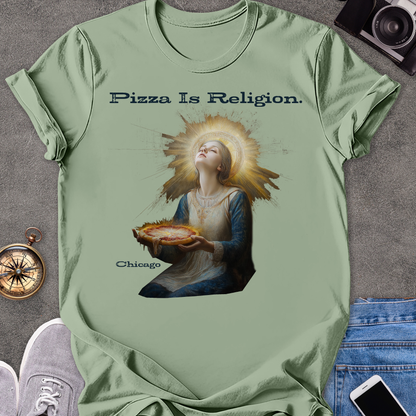 Pizza Is Religion. Chicago| Unisex Softstyle T-Shirt | Chicago Travel Tee