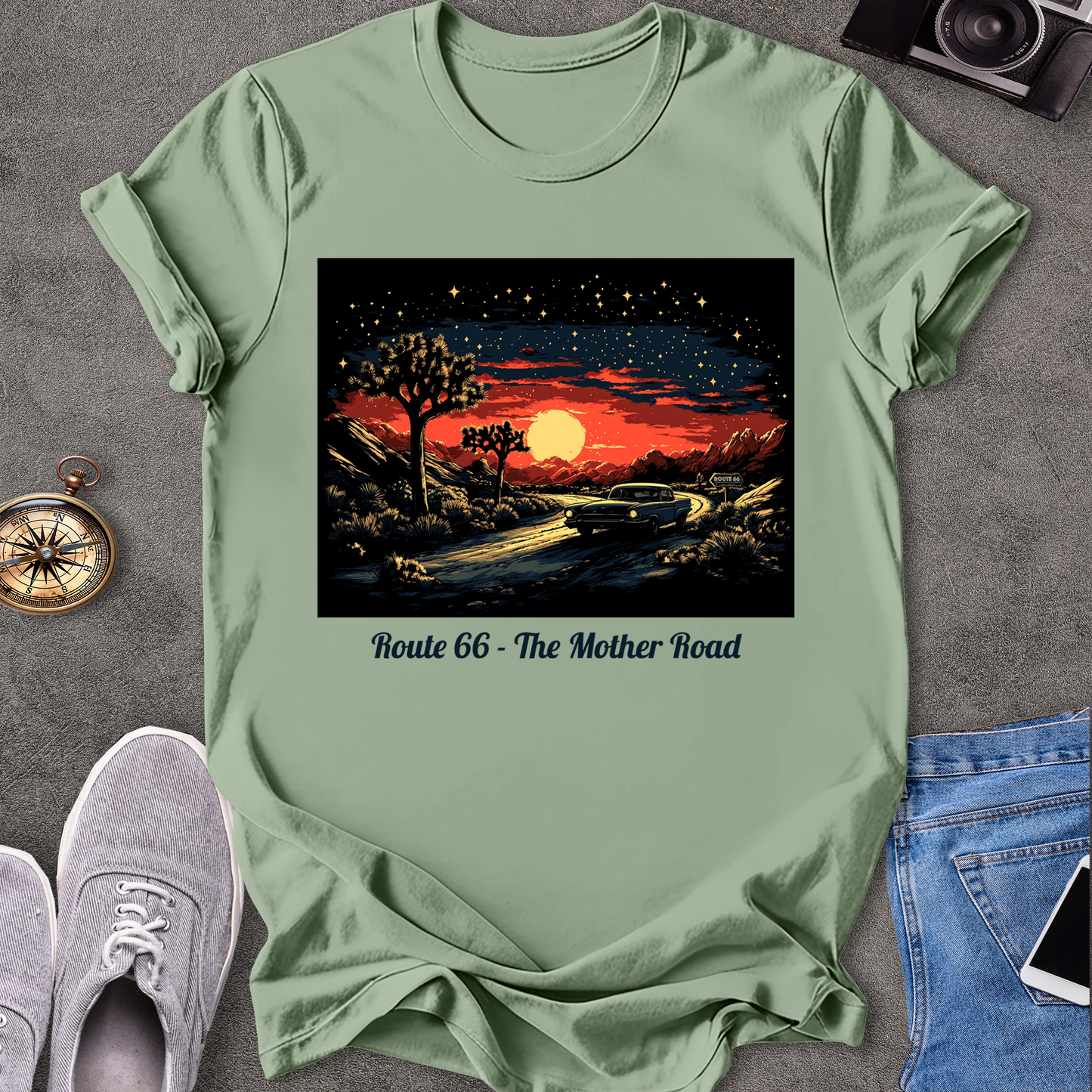 Route 66 - The Mother Road - Dessert Under Starry Skies T-Shirt
