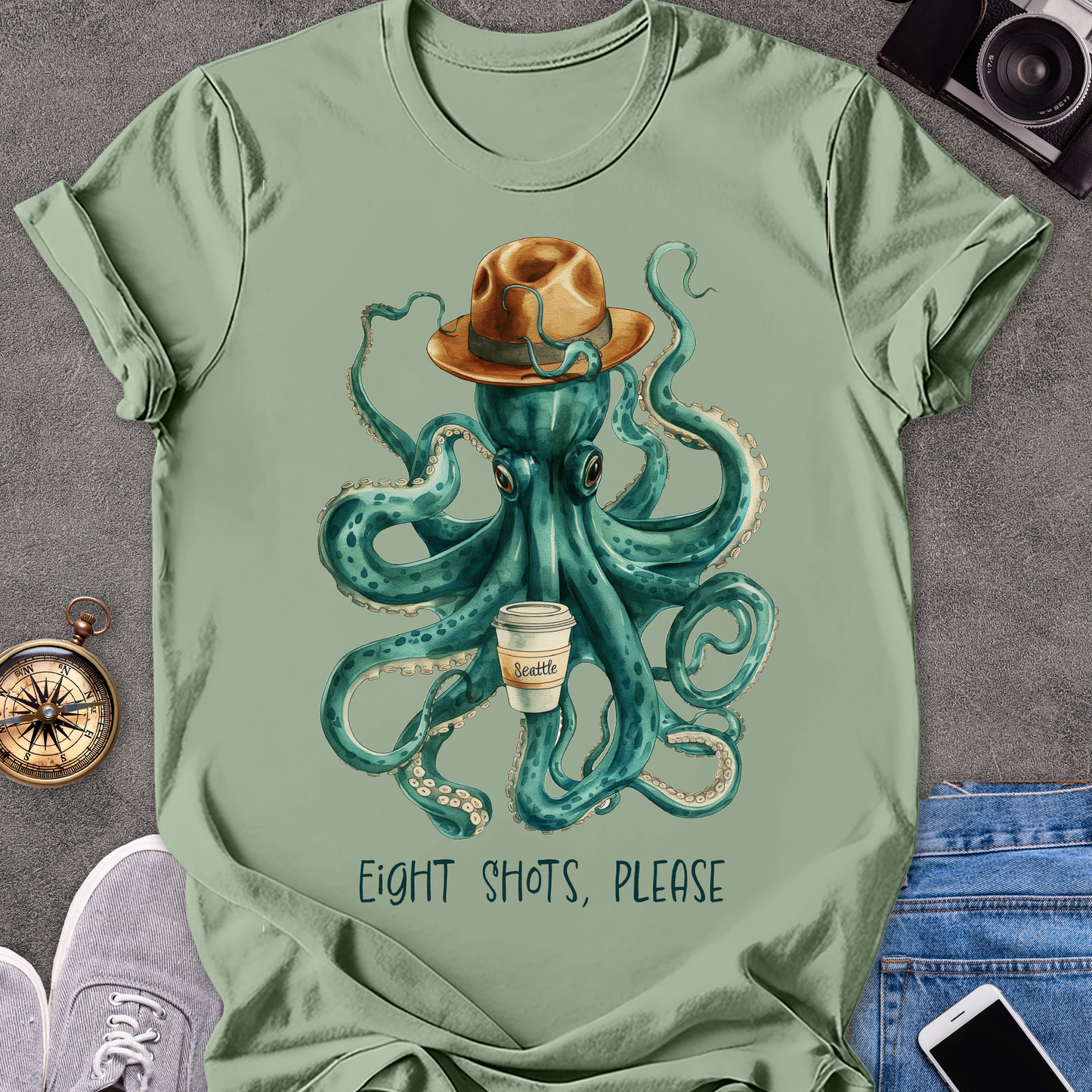 Eight Shots Please-Seattle| Unisex Softstyle T-Shirt | Seattle Travel Tee