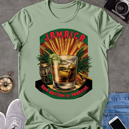 Jamaica, Rum, Rhythm & Paradise | Unisex Softstyle T-Shirt | Caribbean Travel Tee