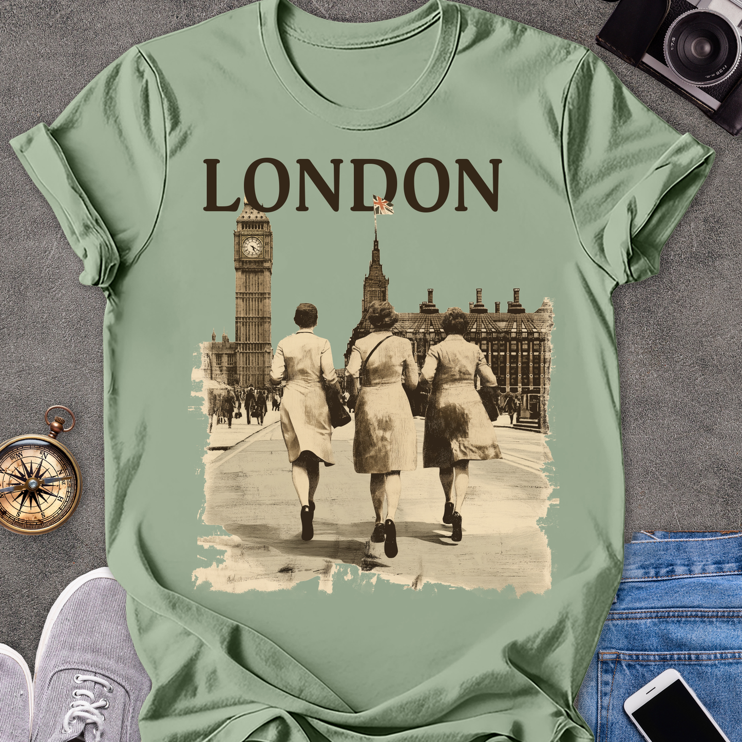 London | Unisex Softstyle T-Shirt | Retro Style London Travel Tee