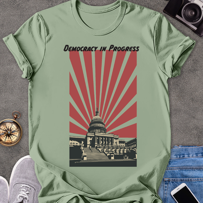 Democracy In Progress | Unisex Softstyle T-Shirt | Washington D.C. Travel Tee