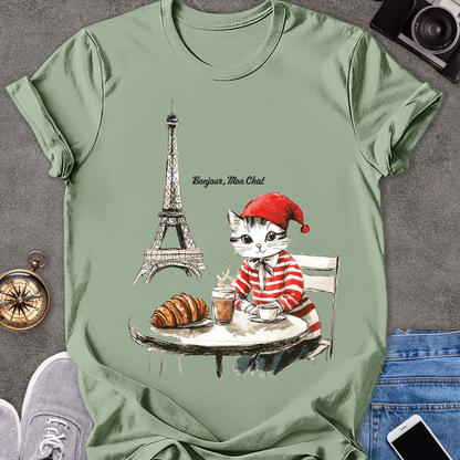 Bonjour, Mon Chat| Unisex Softstyle T-Shirt | France Travel Tee