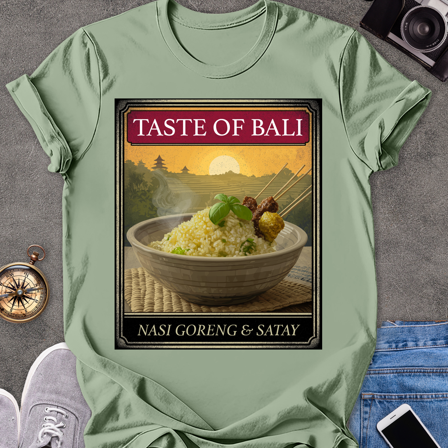 Taste of Bali, Nasi Goreng & Satay | Unisex Softstyle T-Shirt | Bali Food Travel Tee