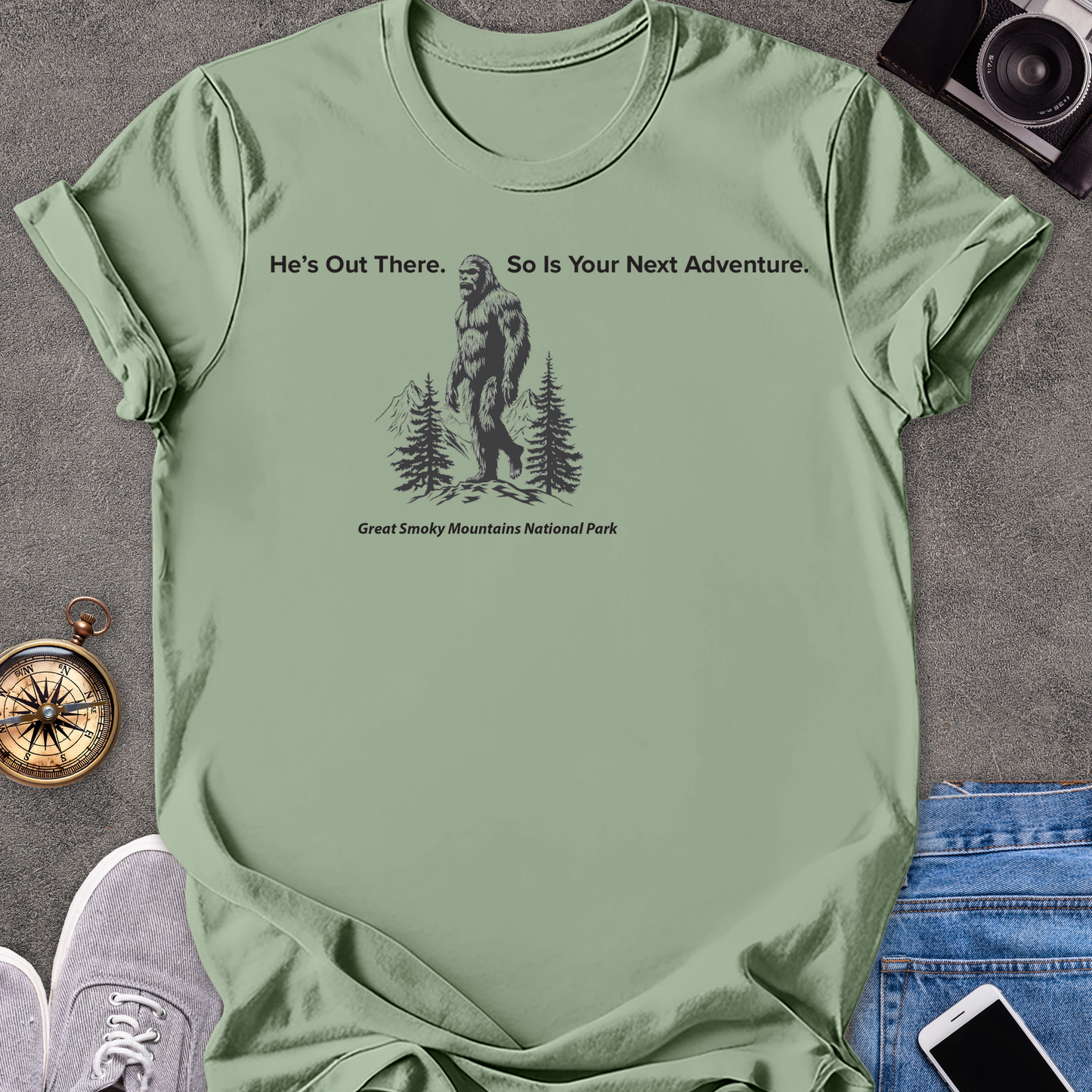 He's Out There. So Is Your Next Adventure-Great Smoky Mountains National Park| Unisex Softstyle T-Shirt | Great Smoky Mountains Travel Tee