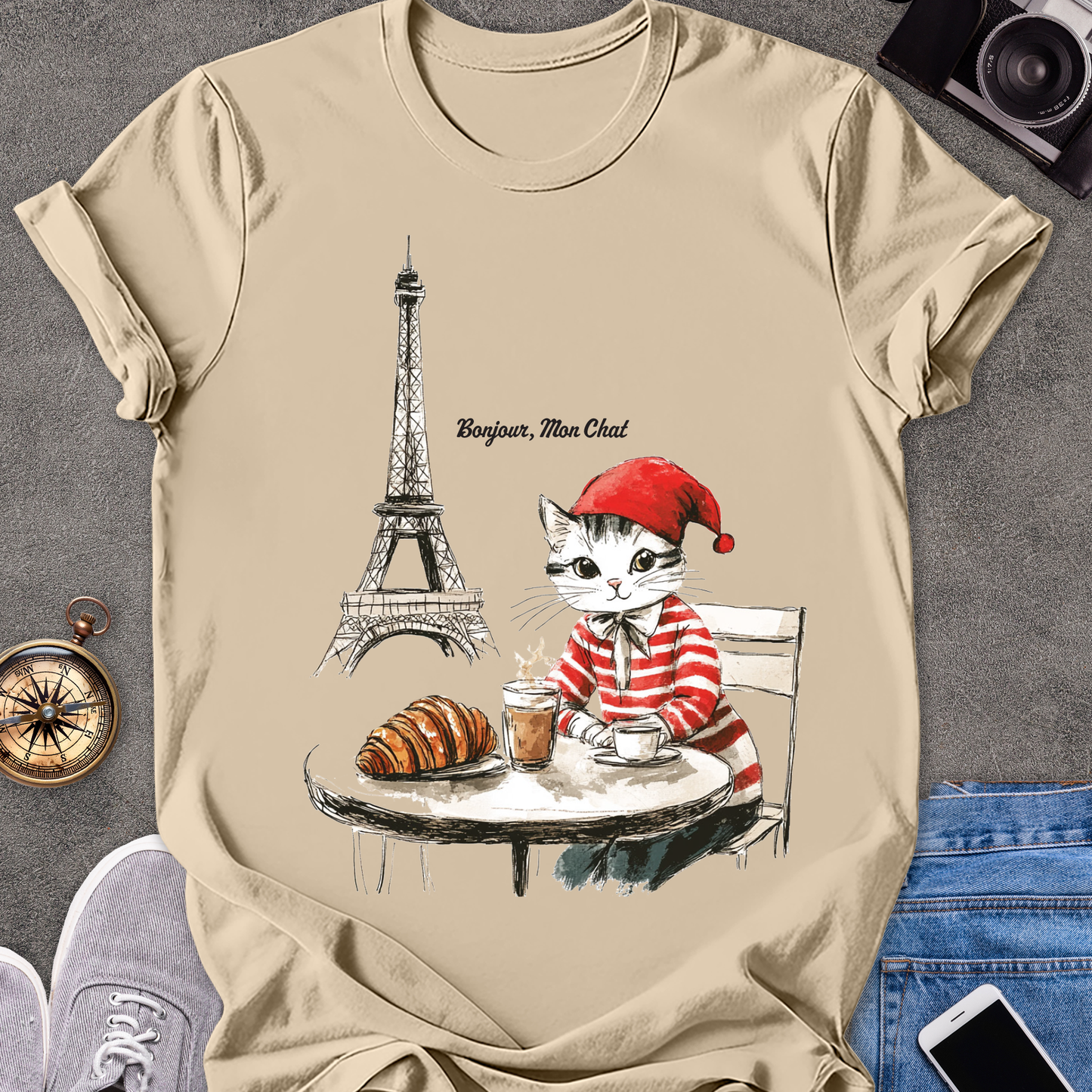 Bonjour, Mon Chat| Unisex Softstyle T-Shirt | France Travel Tee