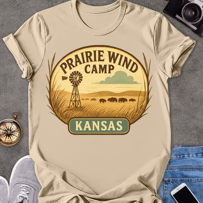 Prairie Wind Camp Kansas | Softstyle T-Shirt | Kansas Travel Tee