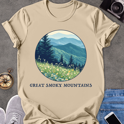 Great Smoky Mountains | Unisex Softstyle T-Shirt | Mountains and Wildflowers Tee